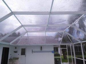 Pool cage after low pressure washing in Carrollwood