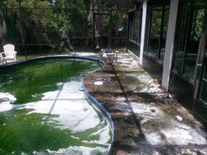 Neglected pool deck in Tarpon Springs