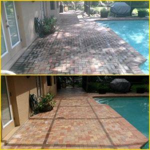 pressure washing, palm harbor, pool deck before and after